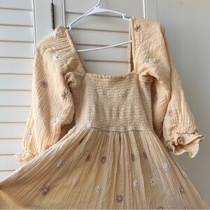 ✨Free People✨ Cream and Tan Maxi Dress